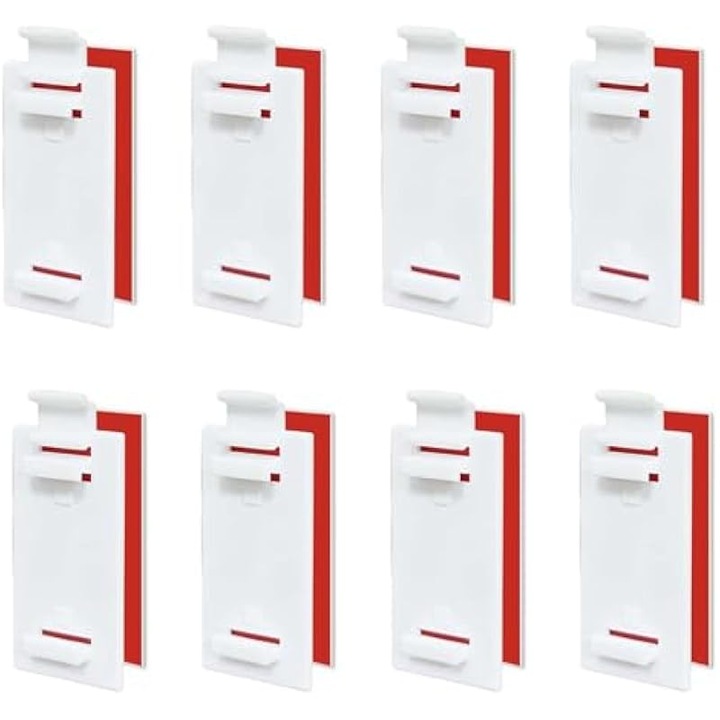 Set 8 suporturi adezive pentru rulouri, fixare fara gaurire, 5.3x3cm, plastic, alb