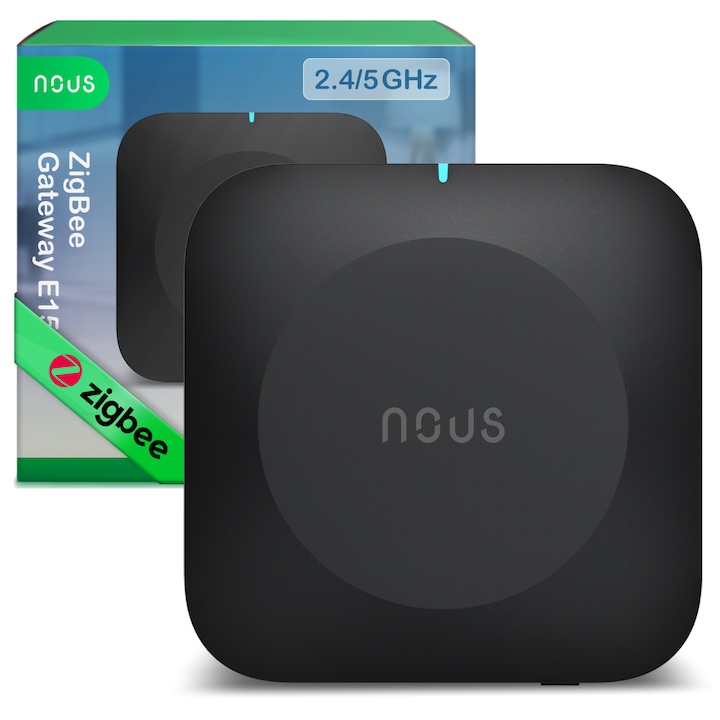 Hub Smart Átjáró NOUS E15 Zigbee, WiFi 2.4/5 GHz, 128 eszköz támogatása, alkalmazásvezérlés, Alexa/Google Assistant kompatibilis