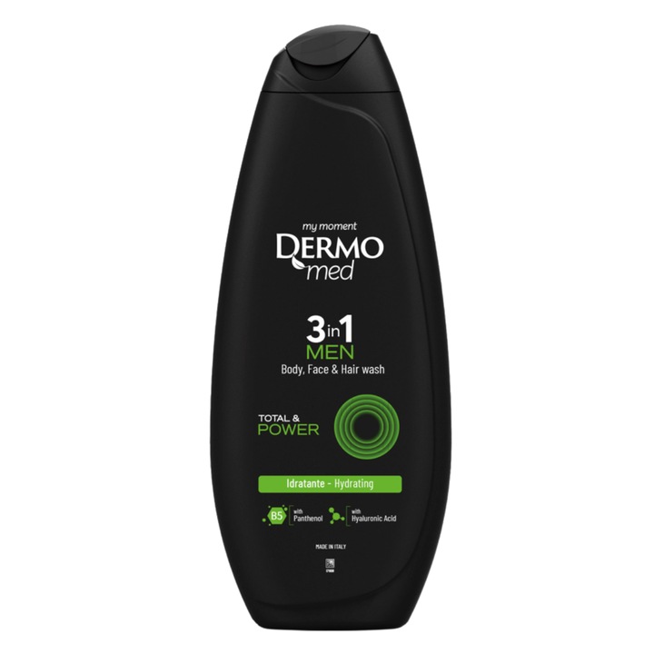 Dermomed Gel de dus Men 3in1 Body, Face, Hair Total & Power, 450 ml