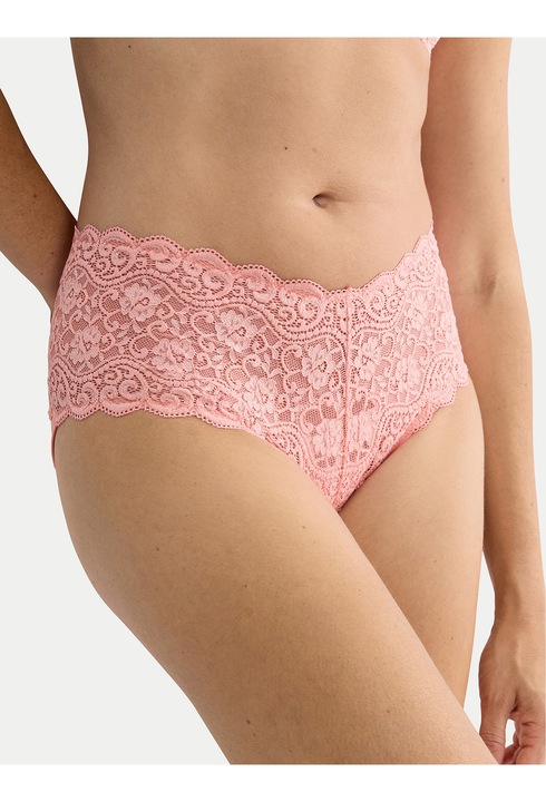 Chiloti clasici cu talie inalta, Triumph, floral, roz, Rosu/Roz