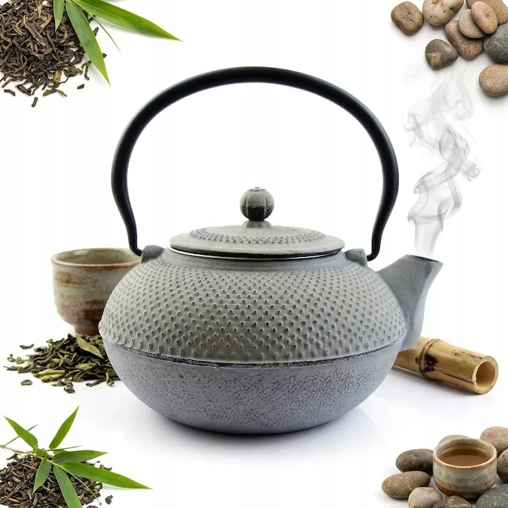 Ceainic fonta Sokomedica 1.5L cu infuzor otel gri