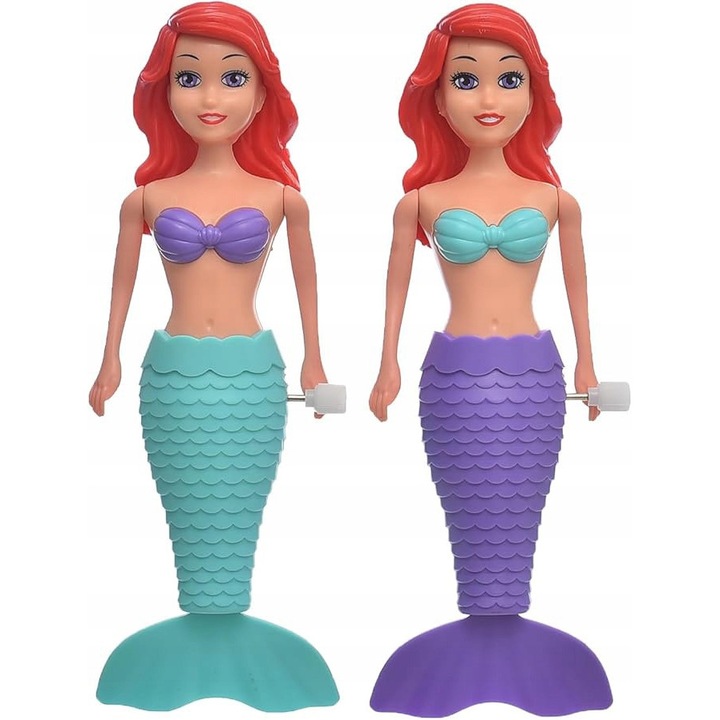 Megadidi sellő baba szett, 2 darab, lila és zöld, 20cm, vörös hajú