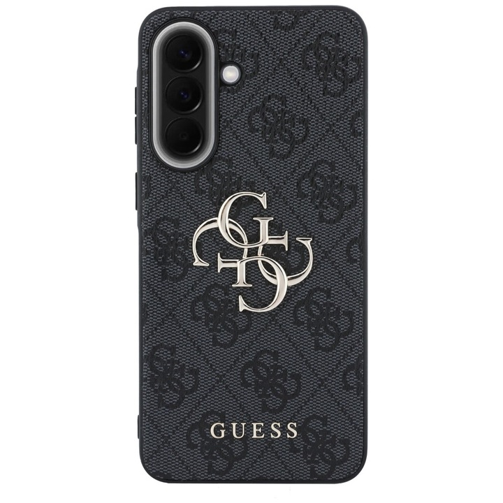 Калъф Guess Leather 4G Metal Logo, съвместим със Samsung Galaxy A57 5G, Черен