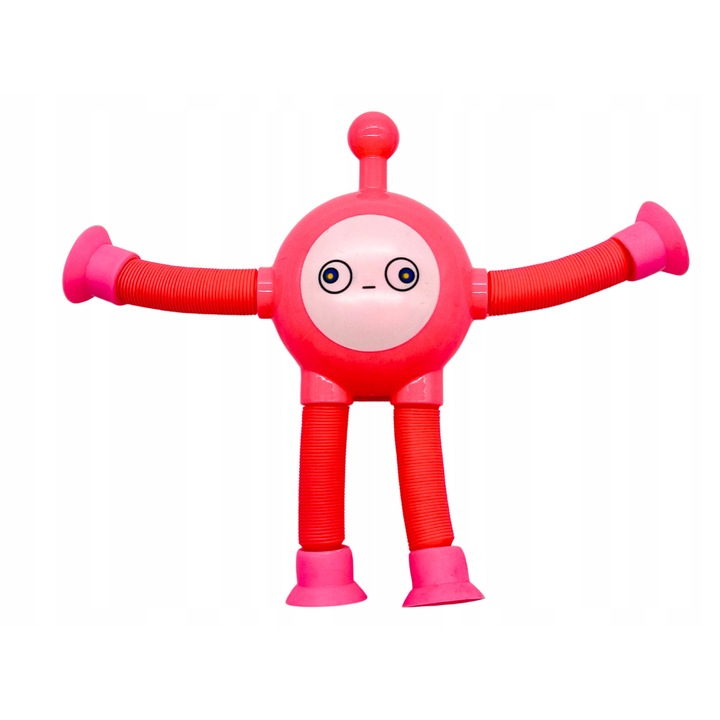 Megadidi rózsaszín szenzoros robot játék, rugalmas cső tapadókorongokkal és LED-del, 20x15x6 cm
