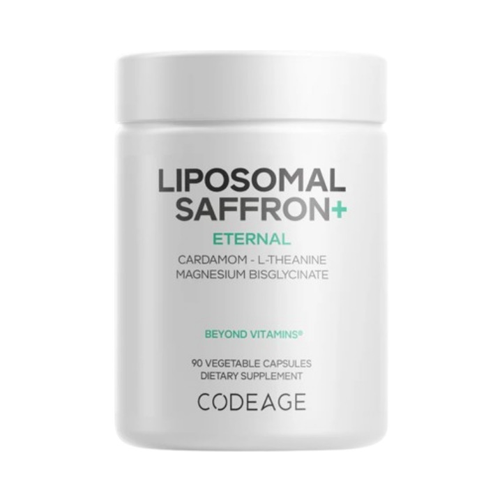 CodeAge liposomal saffron+, Sofran lipozomal premium, L-Teanina si Magneziu pentru echilibru zilnic, 90 cps