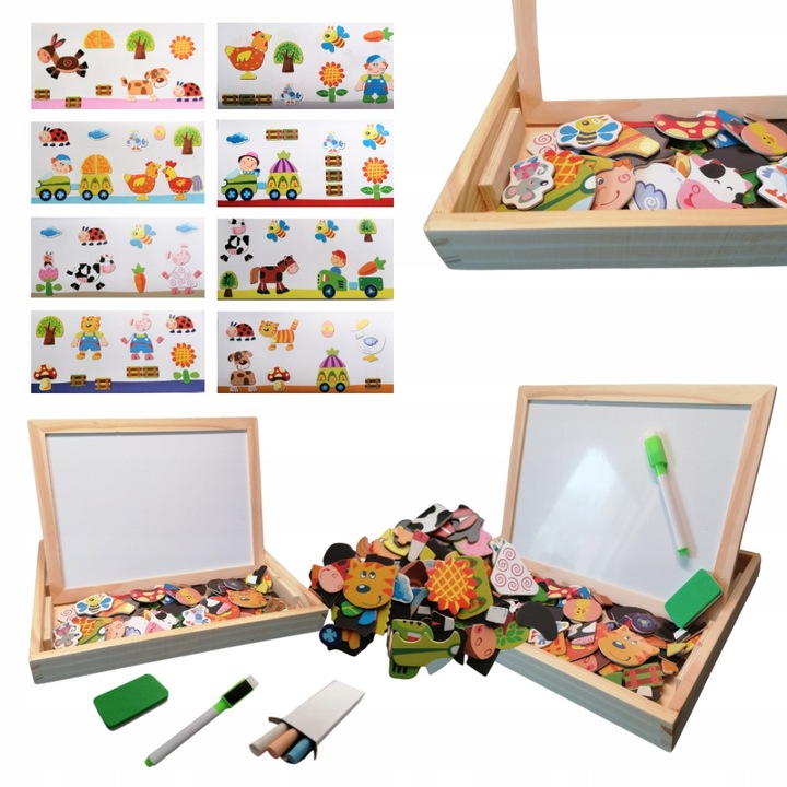 Megadidi kétoldalas mágneses tábla, puzzle, fekete-fehér, 30x40cm