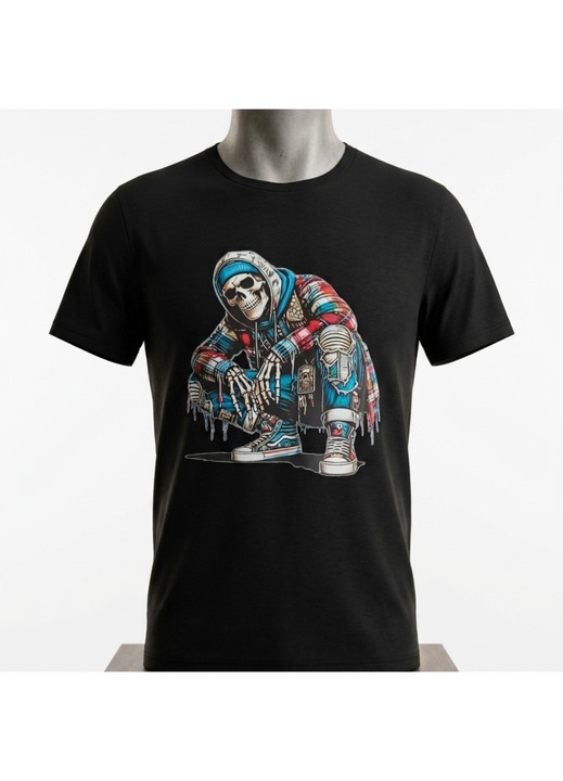 Tricou barbati culoare negru cu imprimeu marimea L