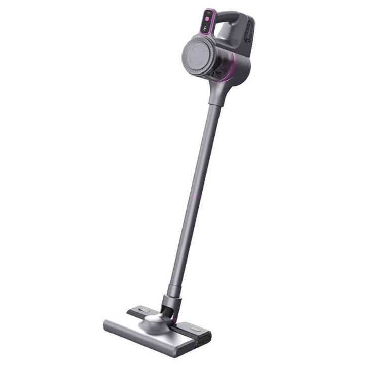 Aspirator portabil fara fir, pentru curatare umeda si uscata, cu functie de aspirare si stergere, ecran LCD cu trei niveluri de putere, 15.000 Pa (Hz), 2.000 mAh, 100 W, gri