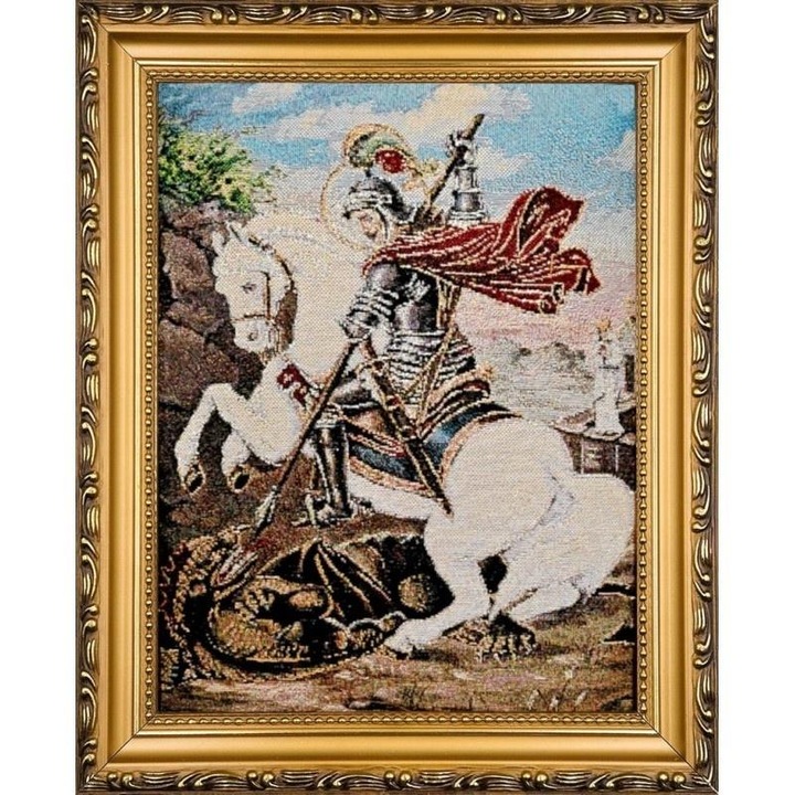 Hímzett ikon Art Sacrum, Szent György sárkánnyal, sokszínű, 22x27.5cm