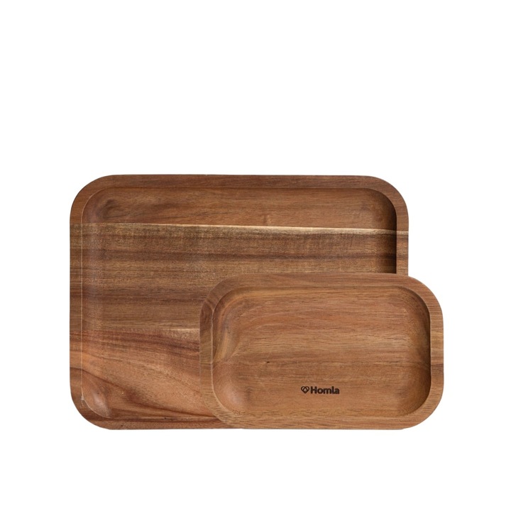 Set 2 tocatoare servire Homla, lemn acacia, 30x23cm si 25x14cm