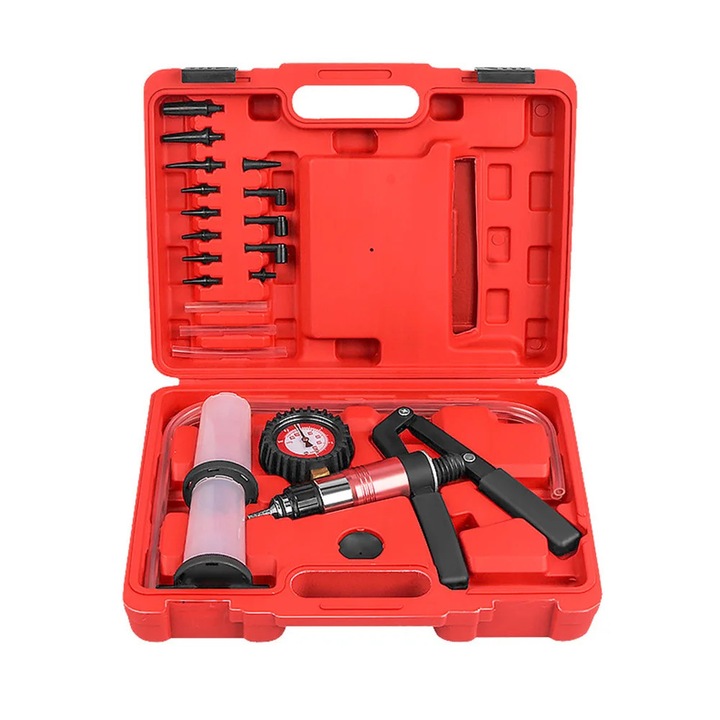 Pompa de vid manuala, set tester si aerisitor frane, cu manometru de vid, pentru auto si moto, unealta de diagnostic