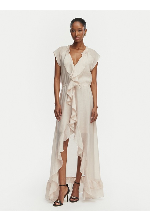 Rochie de cocktail Dama, Guess, Bej, maneci scurte, material usor, M INTL