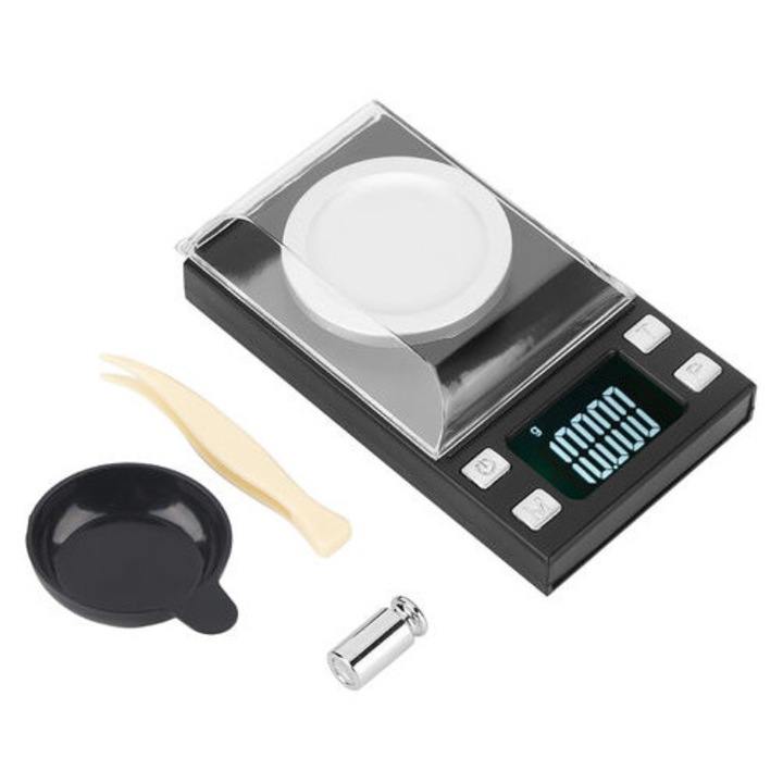 Cantar electronic digital LCD portabil de inalta precizie mini 0, 001g pentru cantarirea bijuteriilor, pastile de aur, 20g/0, 001g