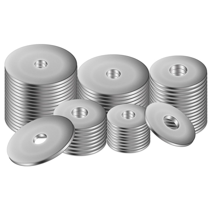 50 bucati saibe metalice M8, saibe din otel inoxidabil M8 x 30 mm, saibe plate din otel inoxidabil 304, saibe tip penny, garnitura plata pentru suruburi si bolturi, balamale de usa