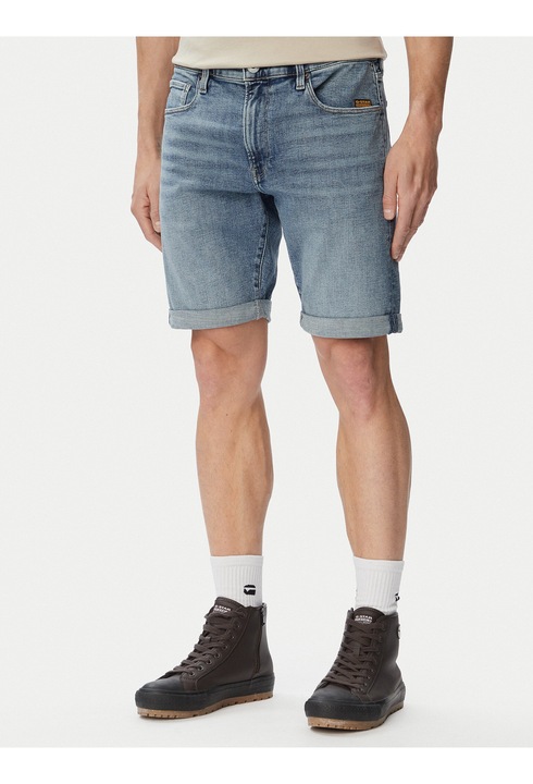 Pantaloni scurti barbati, G Star Raw, denim, casual, albastru, bumbac