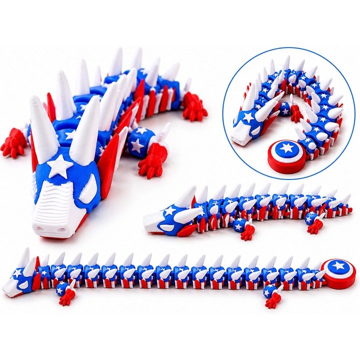 Dragon Articulat 3D Captain America – Гъвкава фигурка, Многоцветна, 25 см