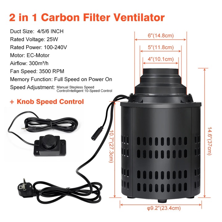 Ventilátor 2 az 1-ben szénszűrővel, 25 W, EU motor, Nagy légáram, 5 rétegű szűrés, Világoszöld