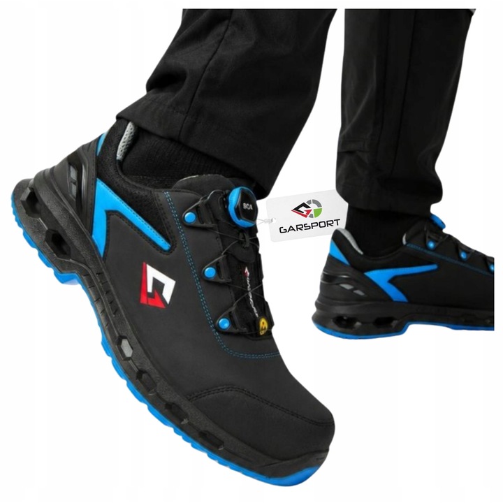Pantofi de protectie barbati Garsport Hexa Viper Low BOA, sistem inchidere rapida BOA, bombeu metalic, talpa antiderapanta, S3S SRC HRO, Negru, marime 47 EU
