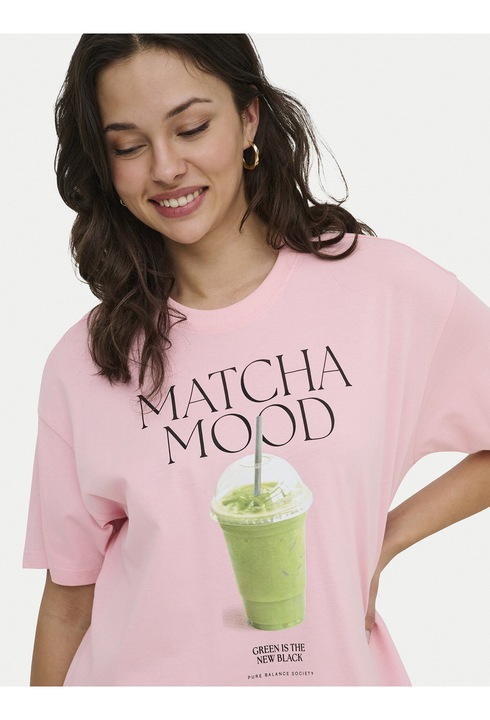 Tricou dama Only roz cu imprimeu, Roz