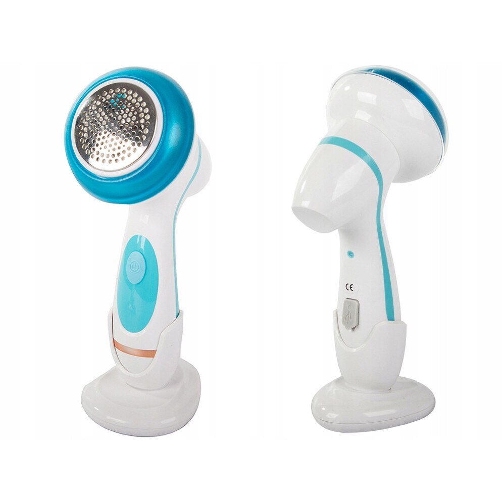 Aparat de curatat scame si scamosator electric reincarcabil USB pentru haine si textile cu 3 lame si stand de depozitare pentru uz casnic si auto