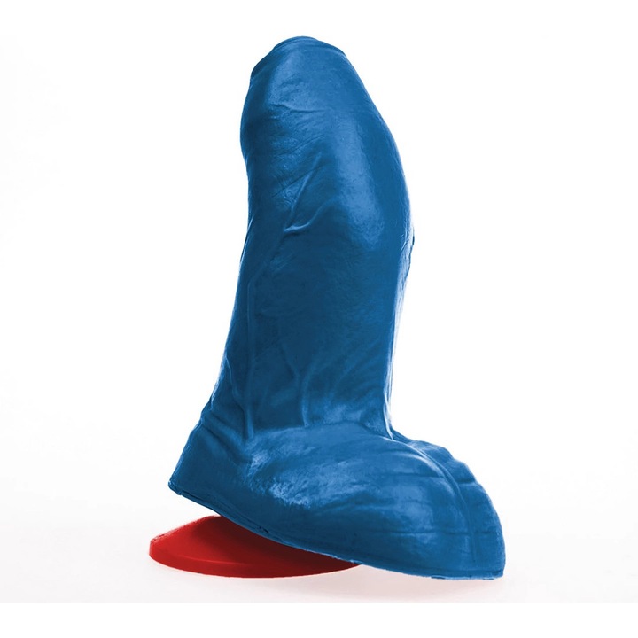 Dildo, anális ököl, Buri S anatómiailag ívelt kék 14x3.5-6cm levehető tapadókoronggal