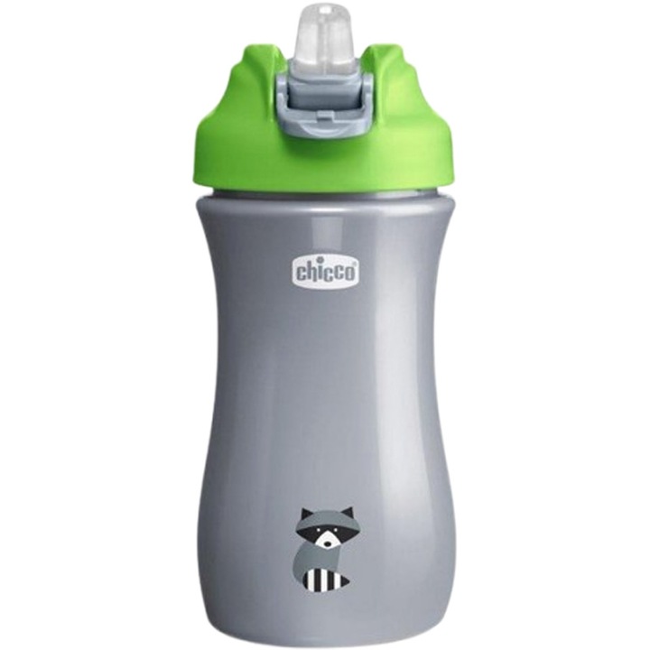 Chicco Pop-up Cup ivópalack, szívószállal, 350 ml, 2 év+, 144822, Szürke