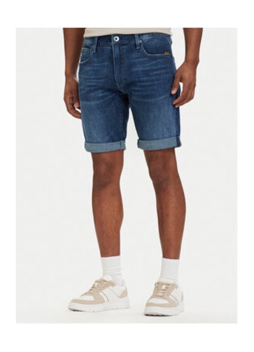 Pantaloni scurti barbati, G Star Raw, albastru, bumbac, croiala regular fit