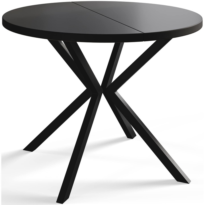 Állítható Kihúzható Asztal, Alpi Meble, Loft Liten, 120-200 cm, Fekete, Fekete Lábak, Konyhaasztal, Kihúzható Konyhaasztal