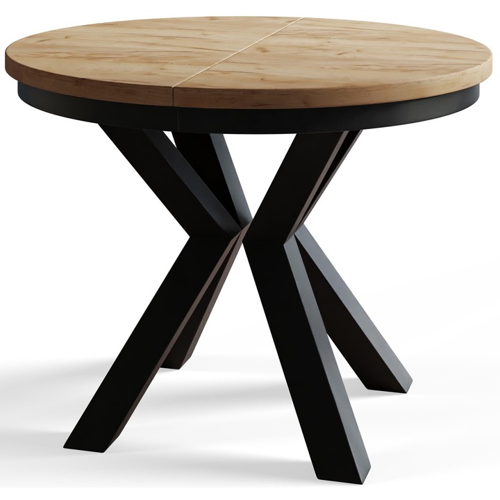 Разтегателна регулируема маса, Alpi Meble, Loft, 100-180 см, Craft, Черни крака, Кухненска маса, Разтегателна кухненска маса