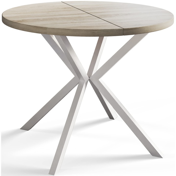 Állítható Kihúzható Asztal, Alpi Meble, Loft Liten, 120-200 cm, ej, Fehér Lábak, Konyhaasztal, Kihúzható Konyhaasztal