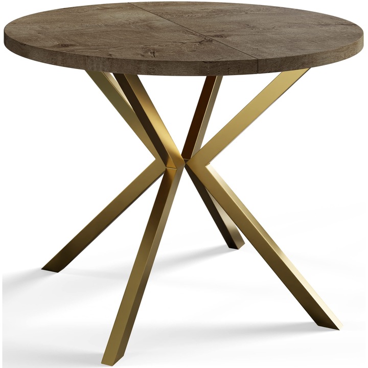 Állítható Kihúzható Asztal, Alpi Meble, Loft Liten, 120-200 cm, Szürke, Arany Lábak, Konyhaasztal, Kihúzható Konyhaasztal