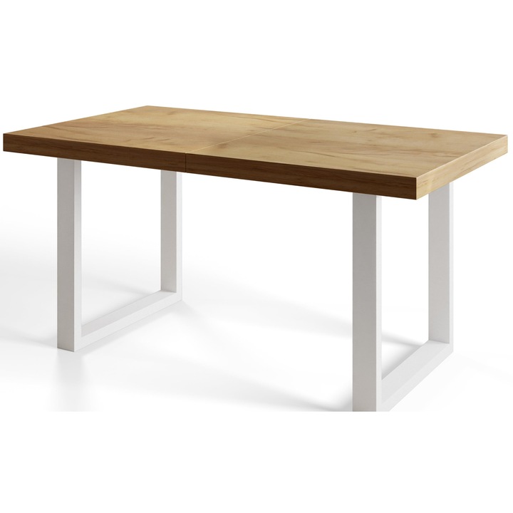 Állítható Kihúzható Asztal, Alpi Meble, Loft-U, 160-260X90X77 cm, Craft, Fehér Lábak, Konyhaasztal, Kihúzható Konyhaasztal