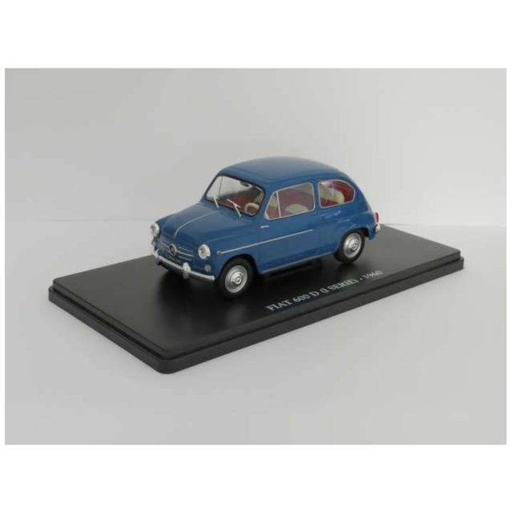 Macheta 1960 Fiat 600d 1:24 replica metal Albastru