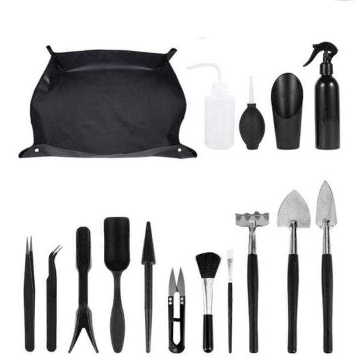 Set unelte bonsai 16 piese, rezistent, ergonomic, multicolor
