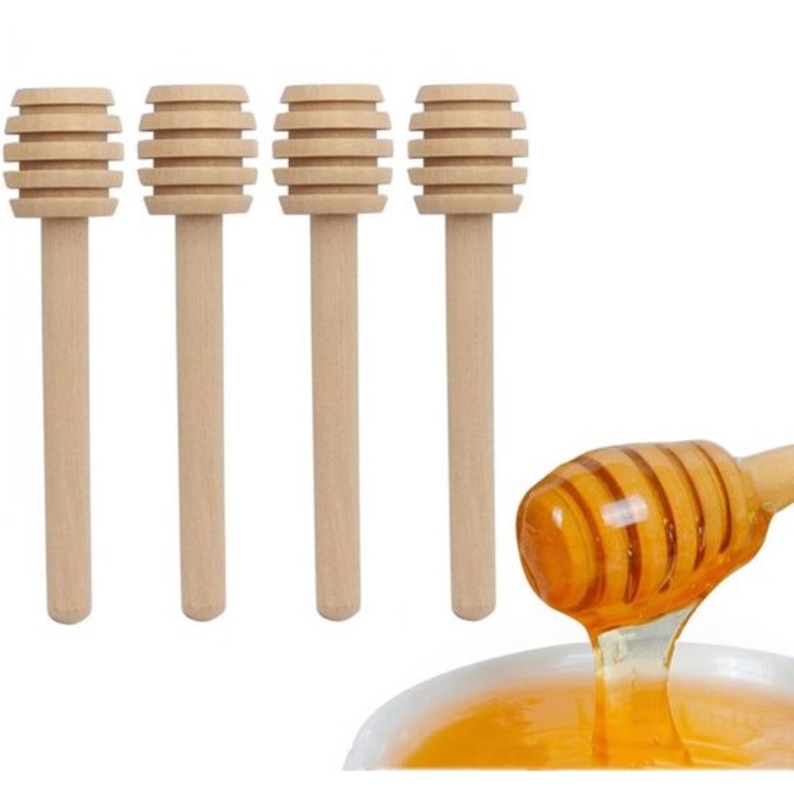Set 4 lingurite miere lemn natural 7.6cm multifunctional
