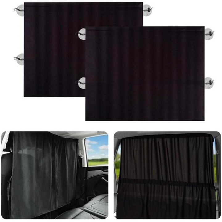 Parasolare auto set 2 piese, negru, 65x50cm, protectie solara bebelusi