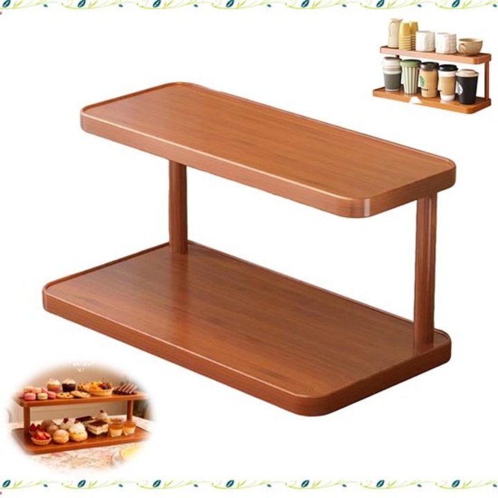 Raft dublu, 30x14x14.5cm, maro, MDF, suport birou si depozitare verticala