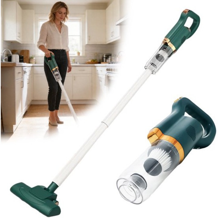 Aspirator vertical fara fir, 8500 Pa, 75W, verde, 24.2x105.5cm, 0.7L, 1500mAh