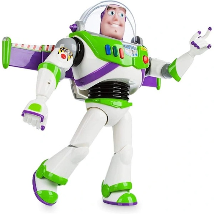 Buzz Lightyear figura, mozgatható, interaktív hangok, többszínű, 20x10x15cm