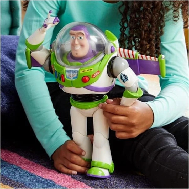 Buzz Lightyear figura, mozgatható, interaktív hangok, többszínű, 20x10x15cm