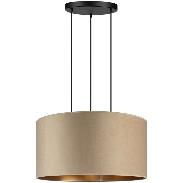 Függőlámpa TORNADO LIGHTS AXL1, velúr lámpaernyő, 60 cm átmérő, 3x E27, cappuccino/arany