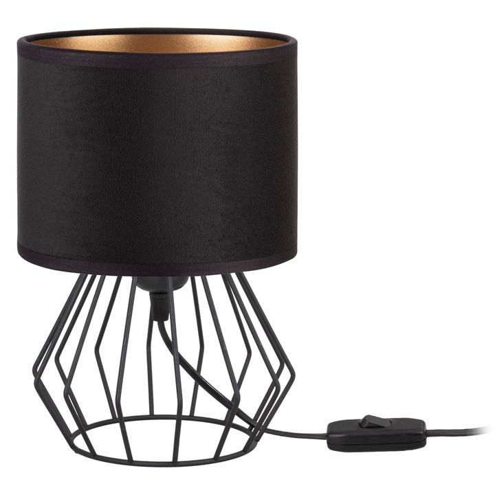 Veioza Tornado Lights, fekete bársony, arany, elegáns, kompakt