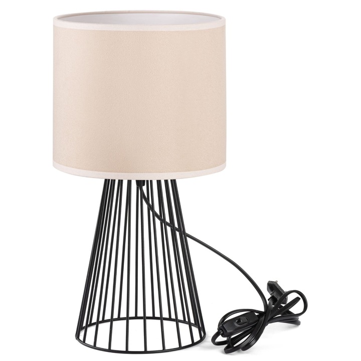 Tornado Lights asztali lámpa, bézs bársony lámpaernyő, 20cm, glamour design
