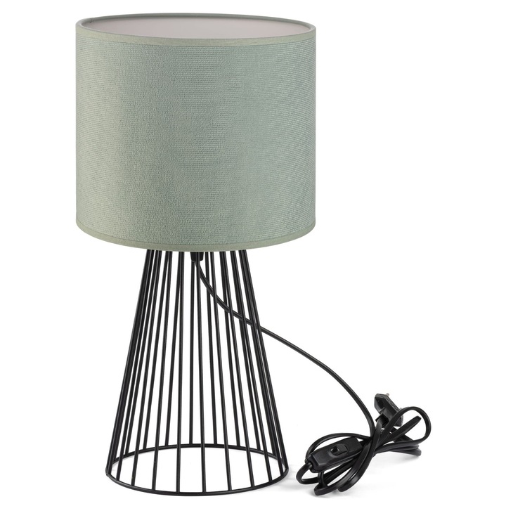 Tornado Lights asztali lámpa, zsályazöld bársony lámpaernyő, 20cm