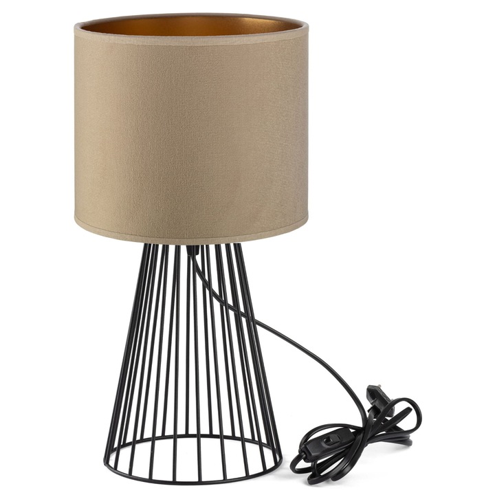 Tornado Lights asztali lámpa, cappuccino bársony, 20cm, arany
