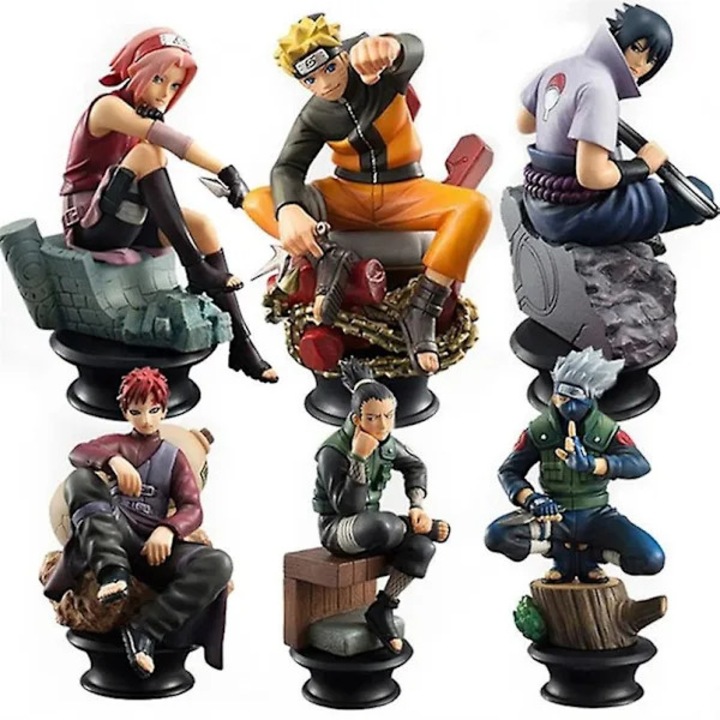 Set 6 figurine Naruto PVC, Sakura Kakashi Uchiha Gaara, 7-9cm, multicolor