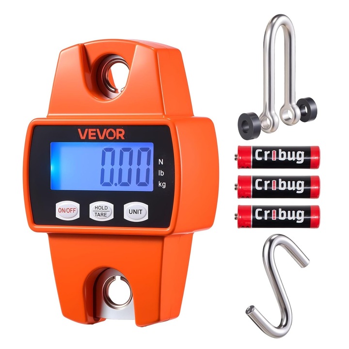 VEVOR – Cantar tip macara 300 kg, cantar digital suspendat cu carcasa din aluminiu turnat si afisaj LCD, cantar pentru animale salbatice, precizie 50 g si comutare in 3 trepte, cantar de tractiune, cantar pentru pesti, agricultura, vanatoare, pescuit
