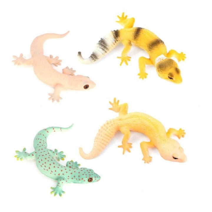Set 4 figurine soparle si gecko realiste, PVC, multicolor, 1-7cm