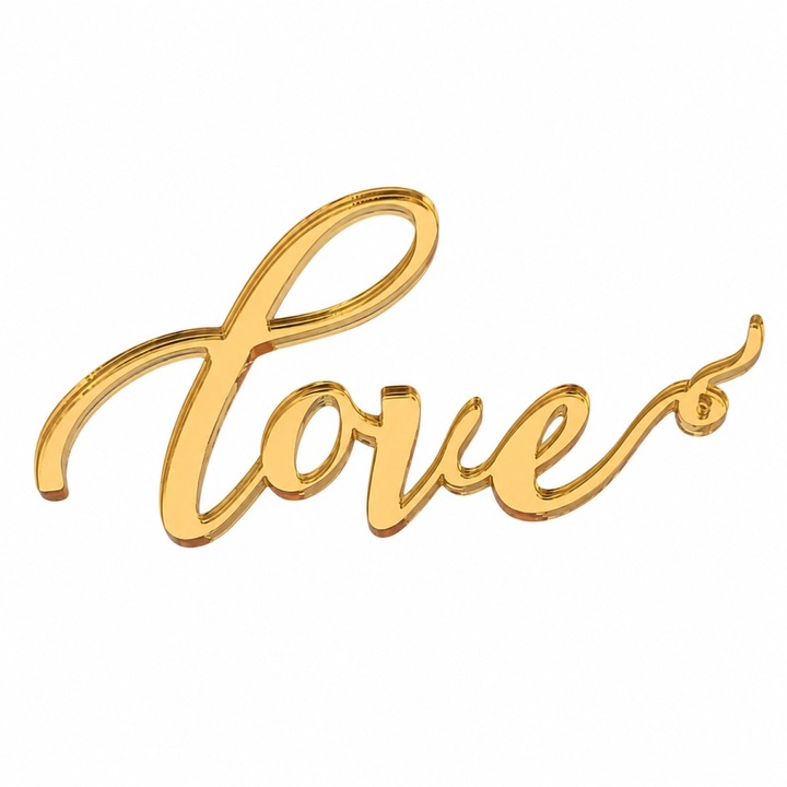 Topper torta akril "love", Auriu modell, 9.5 cm - Lumea