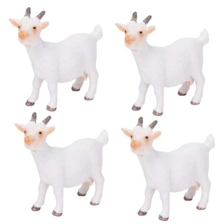 Set 4 figurine capre PVC 6.7x5.8cm multicolor